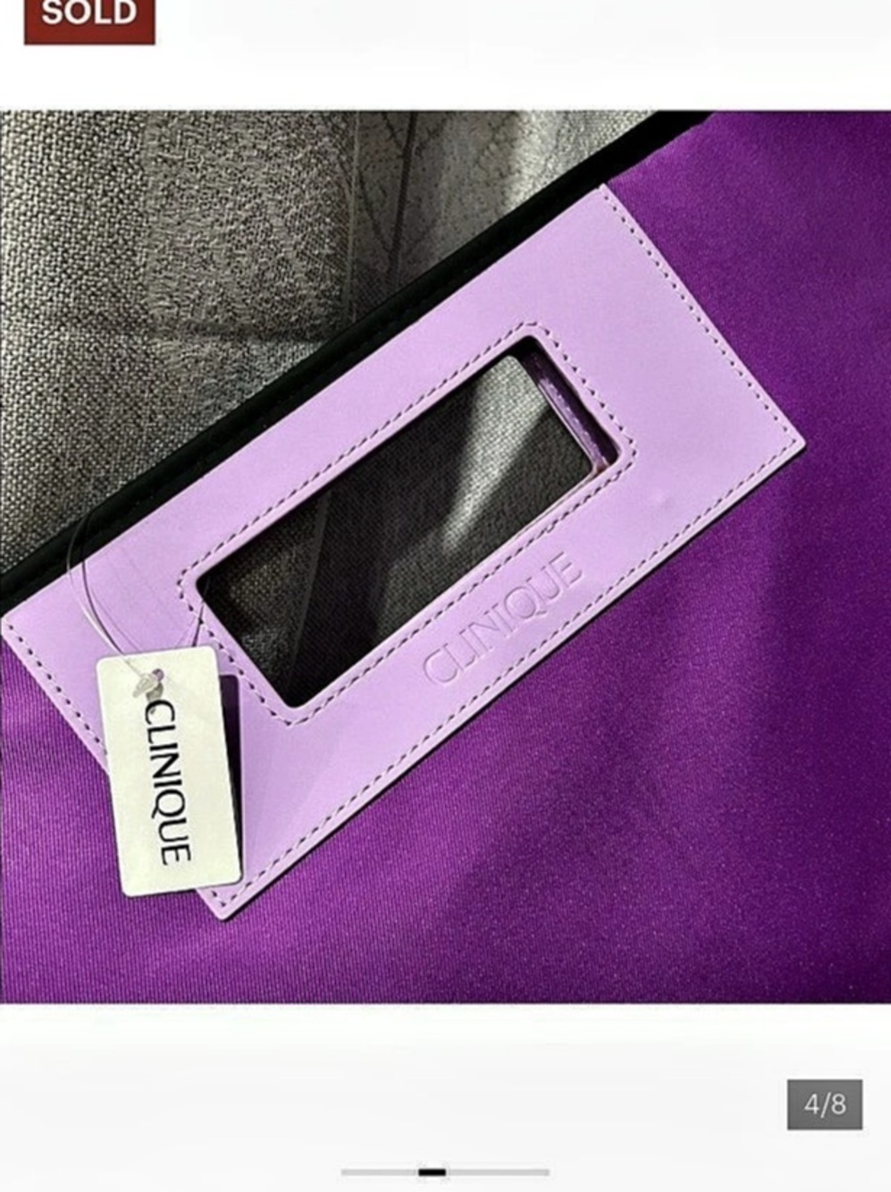 Clinique Shopping Travel Tote Cut Out Handle Bag Purple & Pink